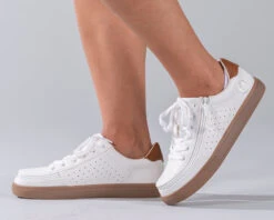 FINAL SALE - Women's White (Brown Mustache) BILLY Low Sneakers -Outlet Billy Footwear Store BW20007 100 Studio1 880x704 1