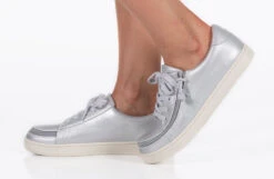 FINAL SALE - Women's Silver Grey Metallic BILLY Sneaker Low Tops -Outlet Billy Footwear Store BW22128 050 studio standing 1 940x614 d08a3fcf d736 4fa3 9eea 0a73a153572f