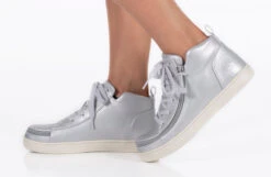 FINAL SALE - Women's Silver Grey Metallic BILLY Sneaker Lace Mid Tops -Outlet Billy Footwear Store BW22135 040 studio standing 1 940x614 21283b67 3de9 435e 829e 4b60623199c1