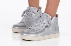 FINAL SALE - Women's Silver Grey Metallic BILLY Sneaker Lace Mid Tops -Outlet Billy Footwear Store BW22135 040 studio standing 2 940x614 22b76da4 914e 436d 9167 7dc9d73bfd77